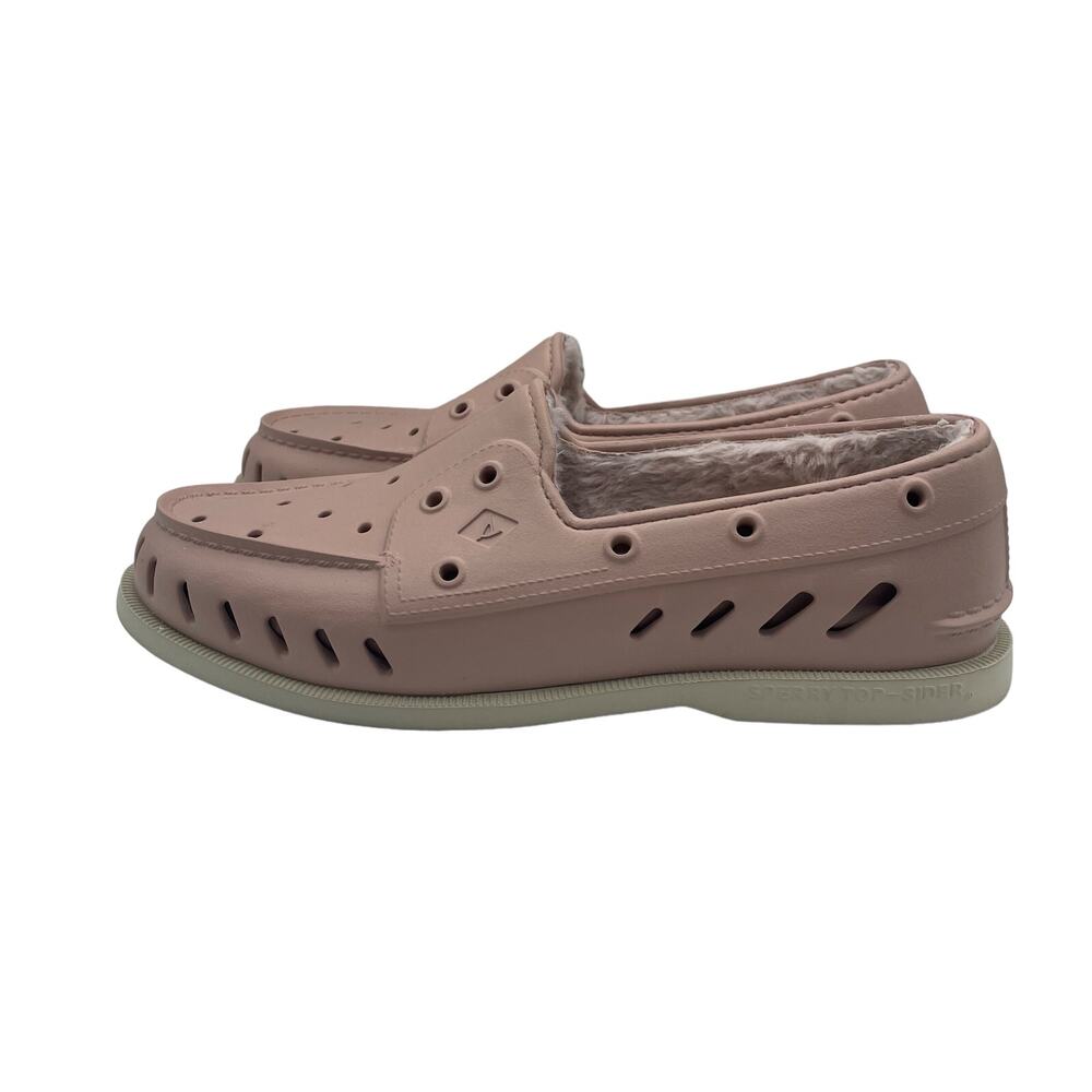 Sperry Top Sider Float Cozy Cut Out Faux Fur Lined Loafers Shoes Pink Womens 10